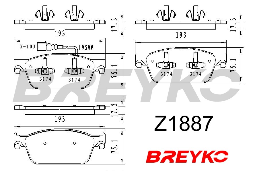 DAVID VASCO Z1887 BREYKO Kit pastiglie freno, Freno a disco