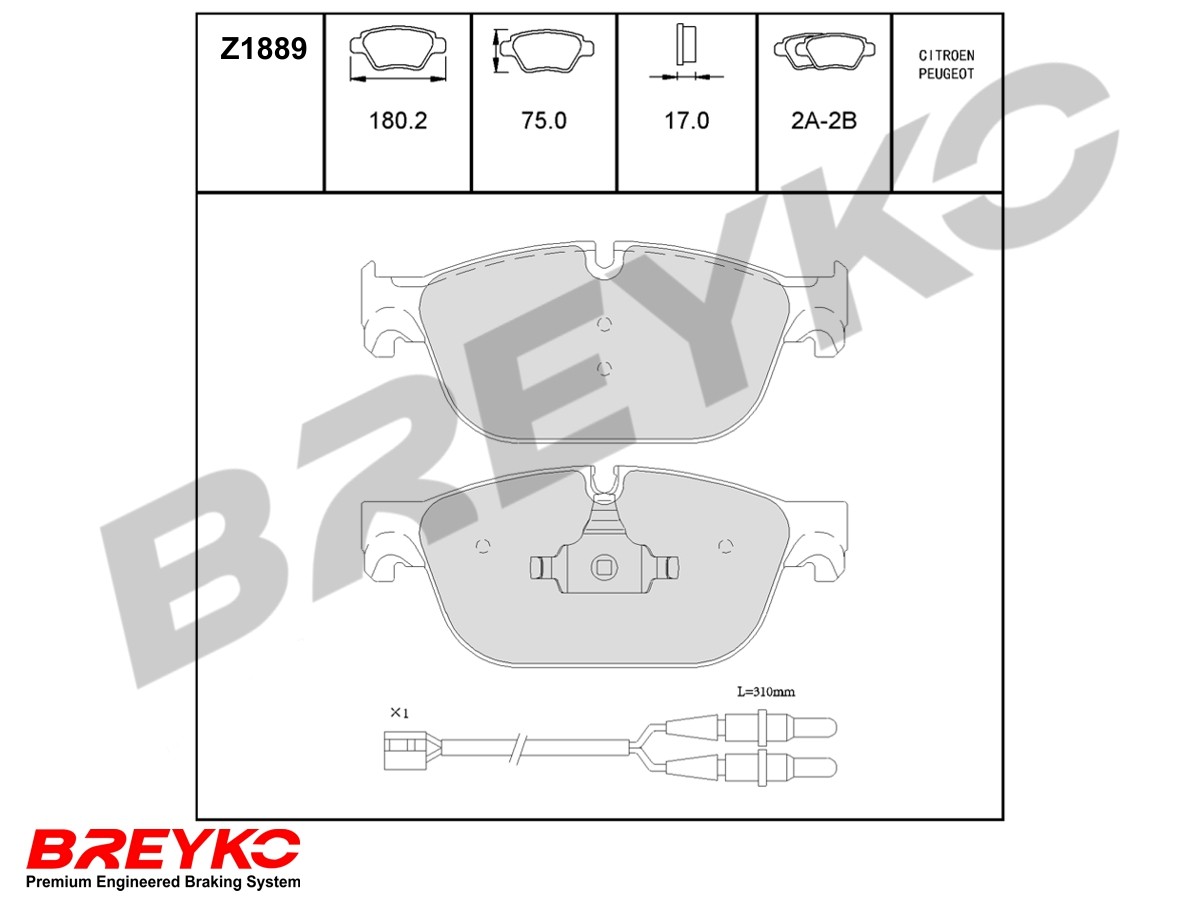 DAVID VASCO Z1889 BREYKO Brake Pad Set, disc brake