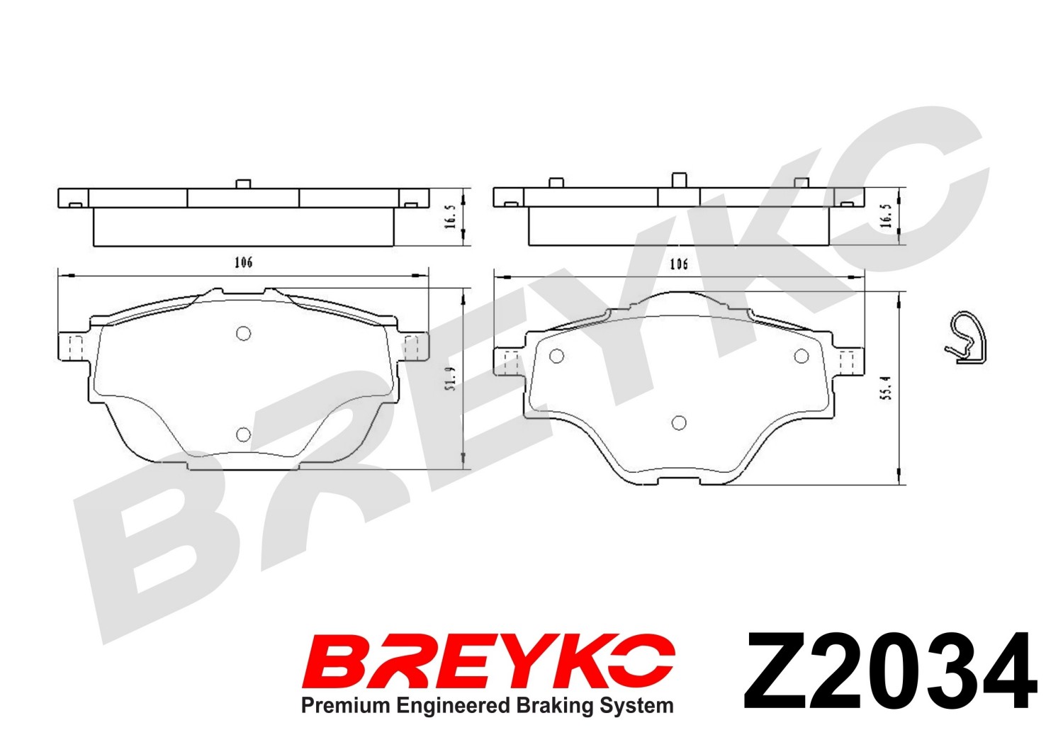 DAVID VASCO Z2034 BREYKO Brake Pad Set, disc brake
