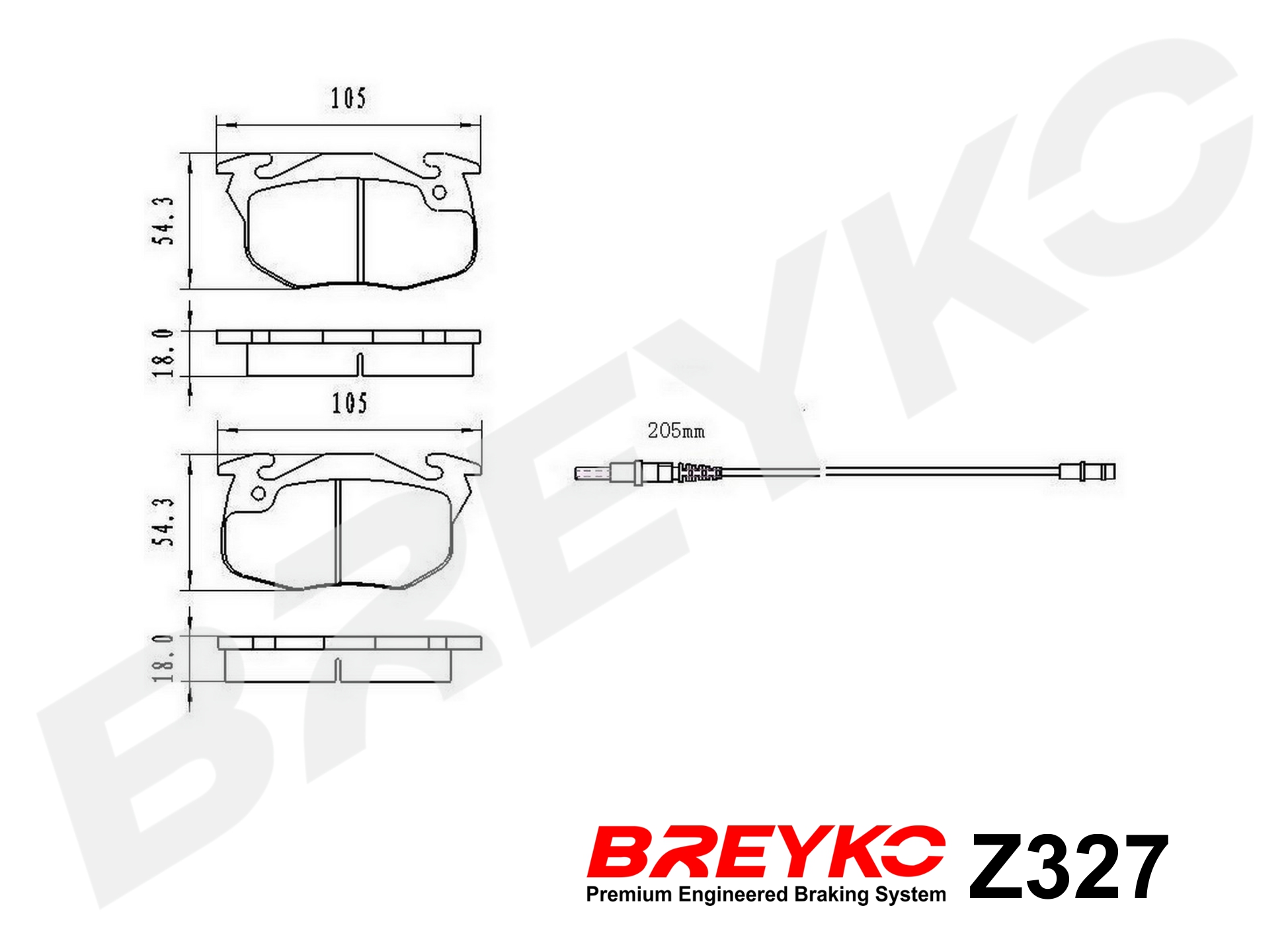 DAVID VASCO Z327 BREYKO Brake Pad Set, disc brake