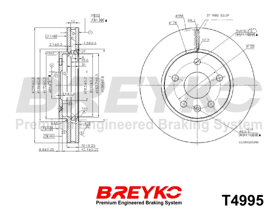 DAVID VASCO T4995 BREYKO Tarcza hamulcowa