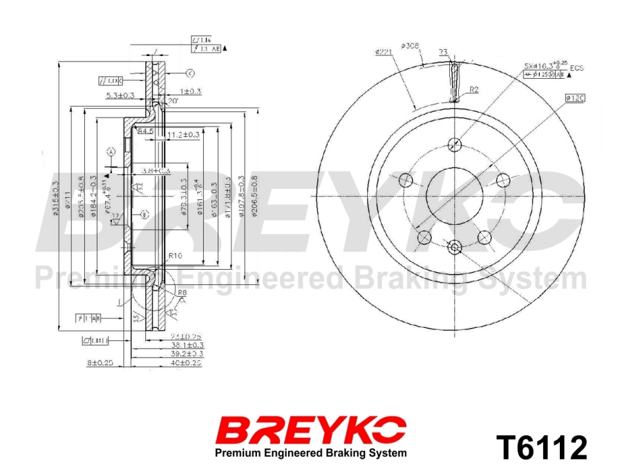 DAVID VASCO T6112 BREYKO Tarcza hamulcowa