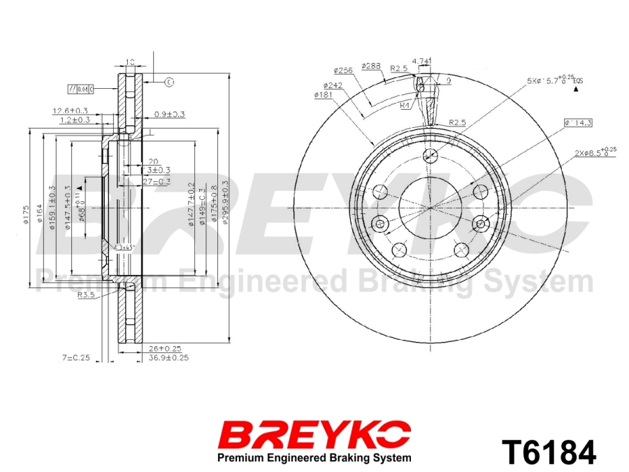 DAVID VASCO T6184 BREYKO Brake Disc