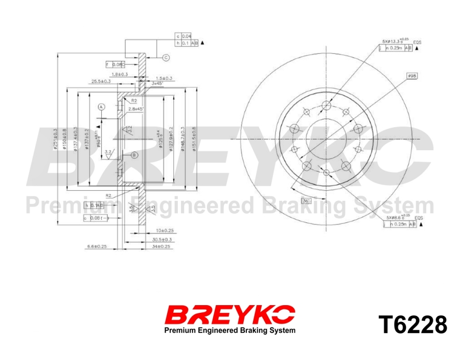 DAVID VASCO T6228 BREYKO Brake Disc