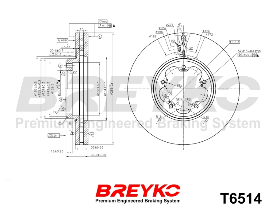 DAVID VASCO T6514 BREYKO Brake Disc
