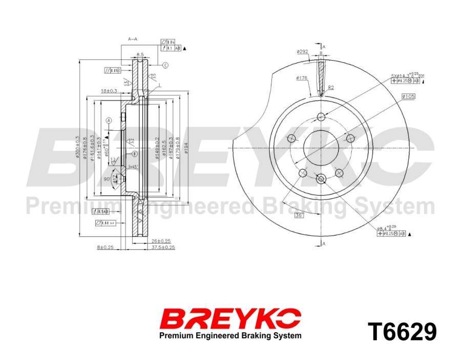 DAVID VASCO T6629 BREYKO Brake Disc
