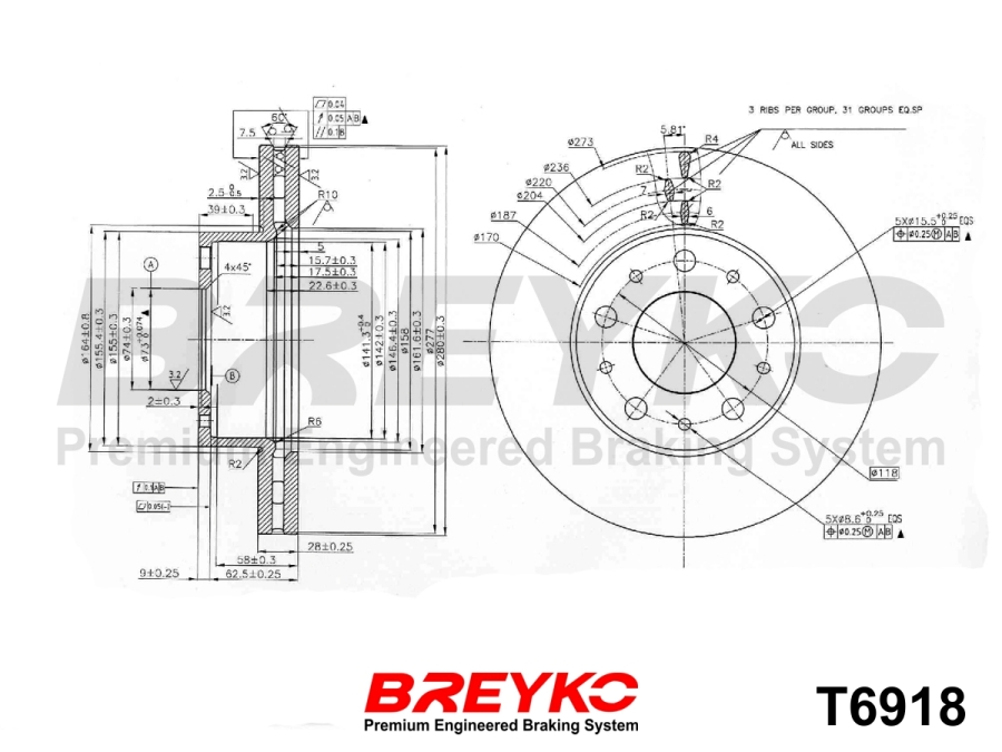 DAVID VASCO T6918 BREYKO Brake Disc