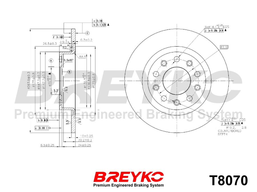 DAVID VASCO T8070 BREYKO Brake Disc