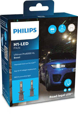 PHILIPS 11258U60BX2 Ultinon Pro6000 Boost H1-LED Glühlampe, Fernscheinwerfer