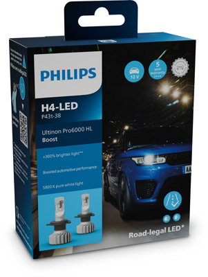 PHILIPS 11342U60BX2 Ultinon Pro6000 Boost H4-LED Glühlampe, Fernscheinwerfer