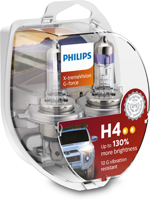 PHILIPS 12342XVGS2 X-tremeVision G-force Glühlampe, Fernscheinwerfer