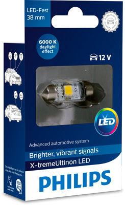 PHILIPS 128596000KX1 6000 K X-tremeUltinon Glühlampe, Innenraumleuchte