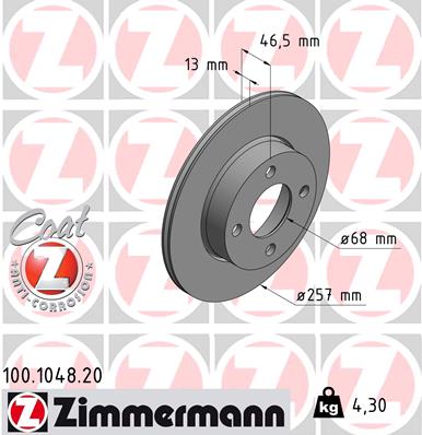 ZIMMERMANN 100.1048.20 Discofreno-Discofreno-Ricambi Euro