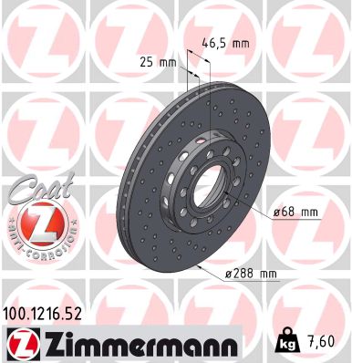 ZIMMERMANN 100.1216.52 Discofreno-Discofreno-Ricambi Euro