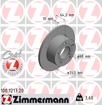 ZIMMERMANN 100.1217.20 Discofreno-Discofreno-Ricambi Euro