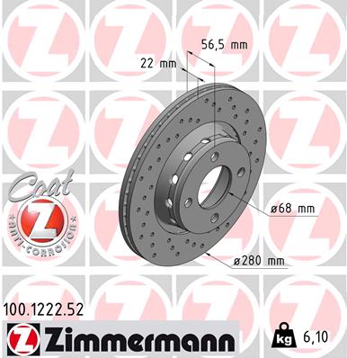 ZIMMERMANN 100.1222.52 Discofreno-Discofreno-Ricambi Euro