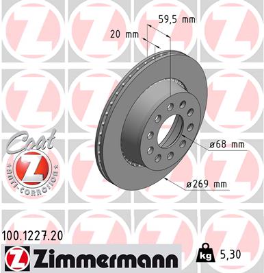 ZIMMERMANN 100.1227.20 Discofreno-Discofreno-Ricambi Euro