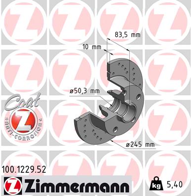 ZIMMERMANN 100.1229.52 Discofreno-Discofreno-Ricambi Euro