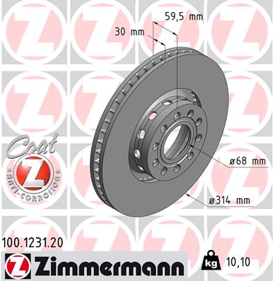 ZIMMERMANN 100.1231.20 Discofreno-Discofreno-Ricambi Euro