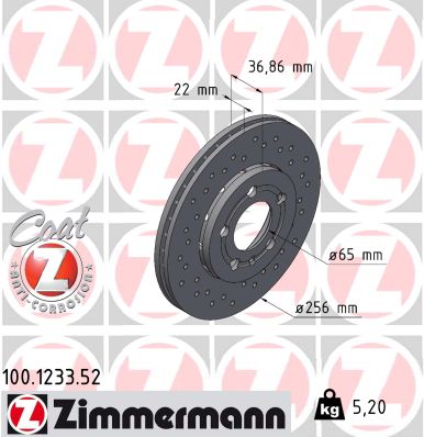 ZIMMERMANN 100.1233.52 Discofreno-Discofreno-Ricambi Euro