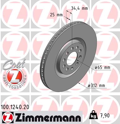 ZIMMERMANN 100.1240.20 Discofreno-Discofreno-Ricambi Euro