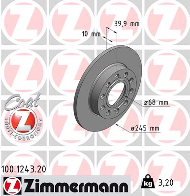 ZIMMERMANN 100.1243.20 Discofreno-Discofreno-Ricambi Euro