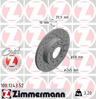 ZIMMERMANN 100.1243.52 Discofreno-Discofreno-Ricambi Euro