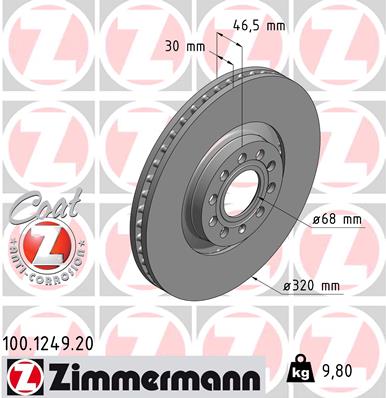 ZIMMERMANN 100.1249.20 Discofreno-Discofreno-Ricambi Euro