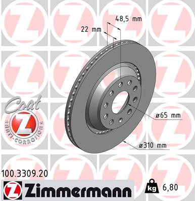 ZIMMERMANN 100.3309.20 Discofreno