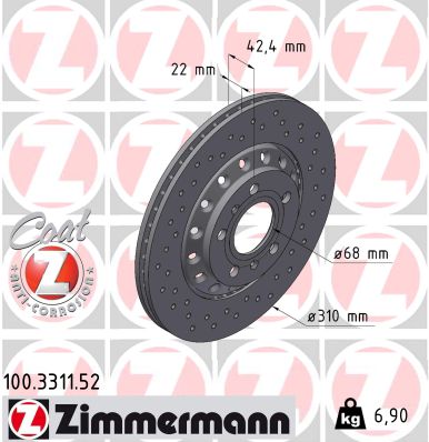 ZIMMERMANN 100.3311.52 Discofreno-Discofreno-Ricambi Euro