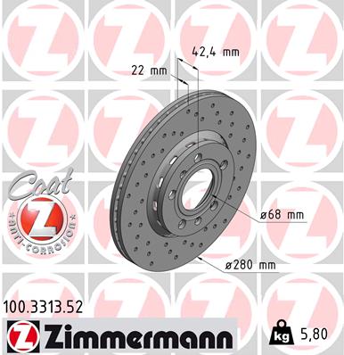 ZIMMERMANN 100.3313.52 Discofreno-Discofreno-Ricambi Euro