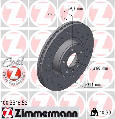 ZIMMERMANN 100.3318.52 Discofreno-Discofreno-Ricambi Euro