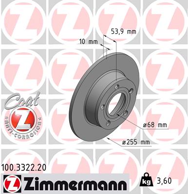 ZIMMERMANN 100.3322.20 Discofreno-Discofreno-Ricambi Euro