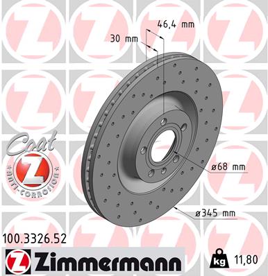 ZIMMERMANN 100.3326.52 Discofreno-Discofreno-Ricambi Euro