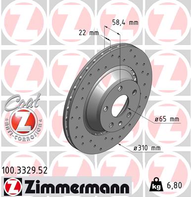 ZIMMERMANN 100.3329.52 Discofreno-Discofreno-Ricambi Euro