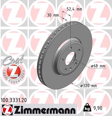 ZIMMERMANN 100.3331.20 Discofreno-Discofreno-Ricambi Euro