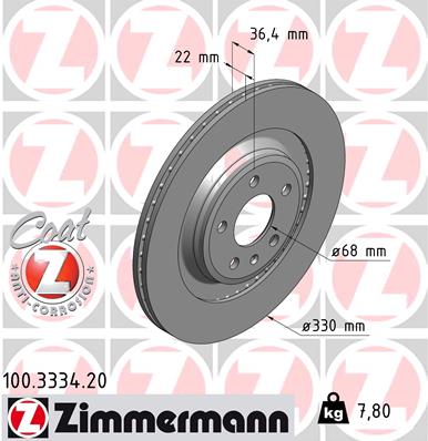 ZIMMERMANN 100.3334.20 Discofreno-Discofreno-Ricambi Euro