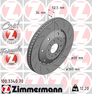 ZIMMERMANN 100.3340.70 Discofreno-Discofreno-Ricambi Euro