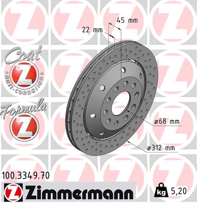 ZIMMERMANN 100.3349.70 Discofreno-Discofreno-Ricambi Euro