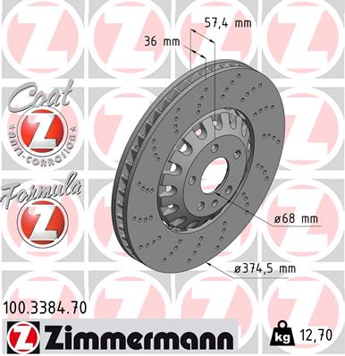 ZIMMERMANN 100.3384.70 Discofreno-Discofreno-Ricambi Euro