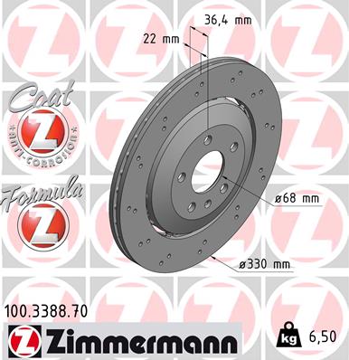 ZIMMERMANN 100.3388.70 Discofreno-Discofreno-Ricambi Euro