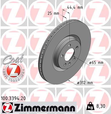 ZIMMERMANN 100.3394.20 Discofreno-Discofreno-Ricambi Euro