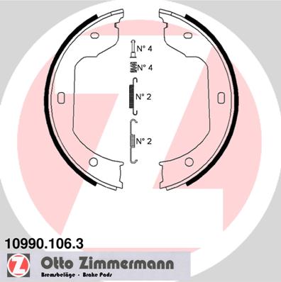 ZIMMERMANN 10990.106.3 Kit ganasce, Freno stazionamento