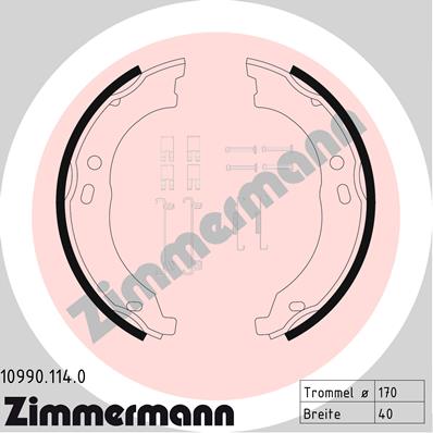 ZIMMERMANN 10990.114.0 Kit ganasce, Freno stazionamento-Kit ganasce, Freno stazionamento-Ricambi Euro