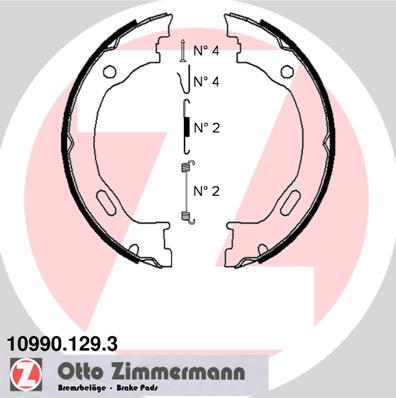 ZIMMERMANN 10990.129.3 Kit ganasce, Freno stazionamento-Kit ganasce, Freno stazionamento-Ricambi Euro