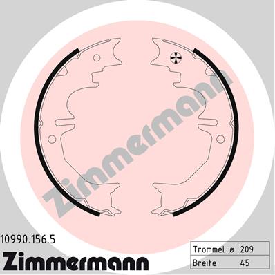 ZIMMERMANN 10990.156.5 Kit ganasce, Freno stazionamento