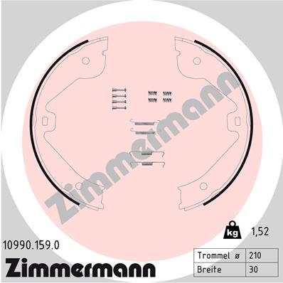 ZIMMERMANN 10990.159.0 Kit ganasce, Freno stazionamento