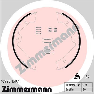 ZIMMERMANN 10990.159.1 Kit ganasce, Freno stazionamento-Kit ganasce, Freno stazionamento-Ricambi Euro