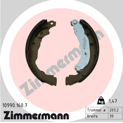 ZIMMERMANN 10990.160.7 Σετ σιαγόνων φρένων, χειρόφρενο for DACIA MITSUBISHI RENAULT