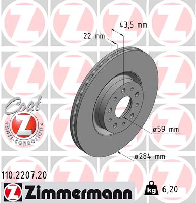 ZIMMERMANN 110.2207.20 Discofreno-Discofreno-Ricambi Euro